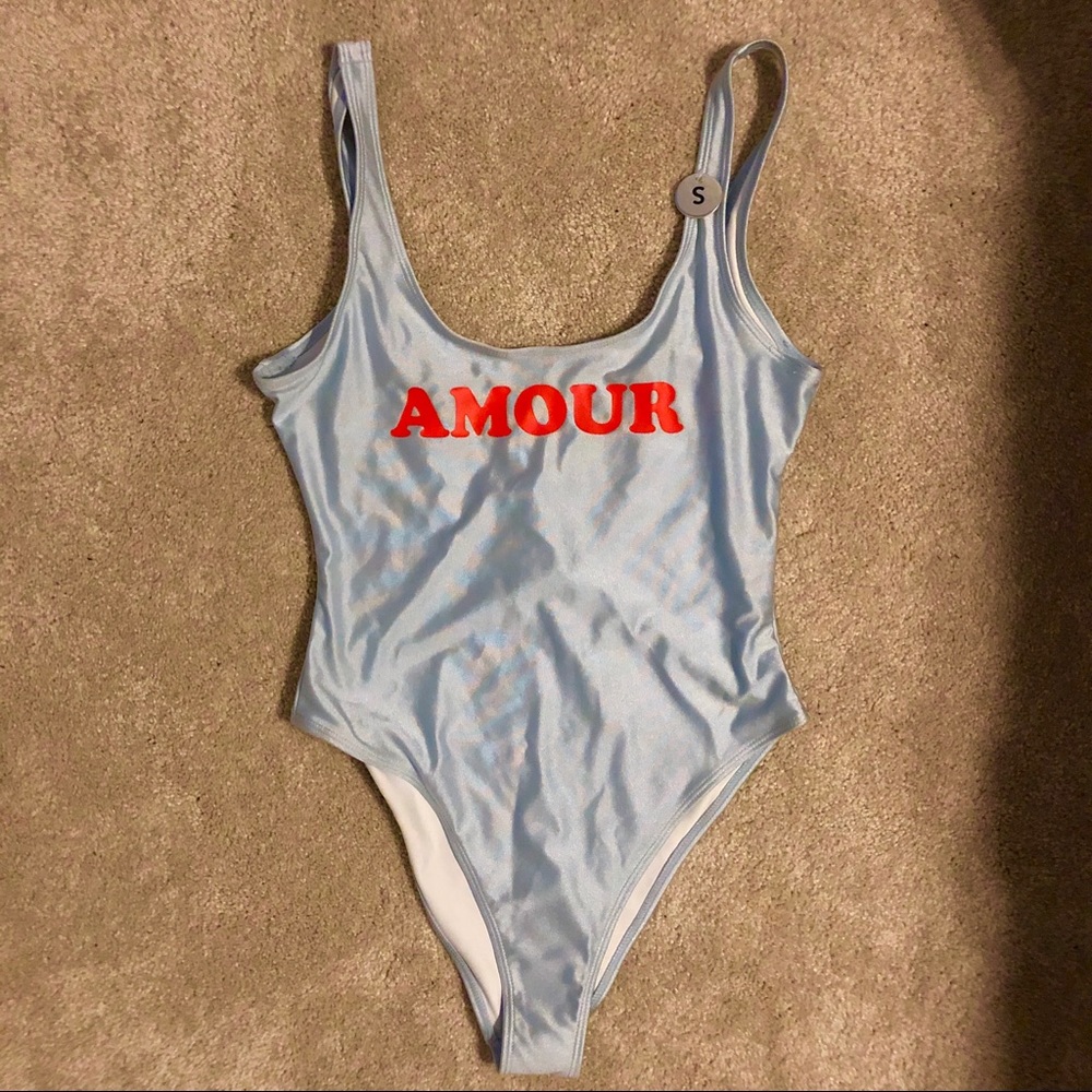 One-piece swimsuit light blue